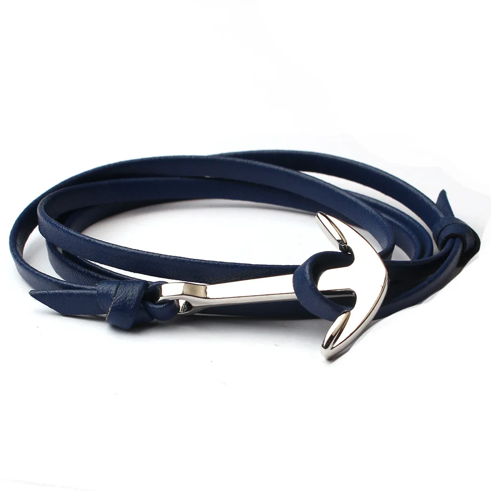 Кожаный браслет с античным якорем для женщин Классические мужские украшения