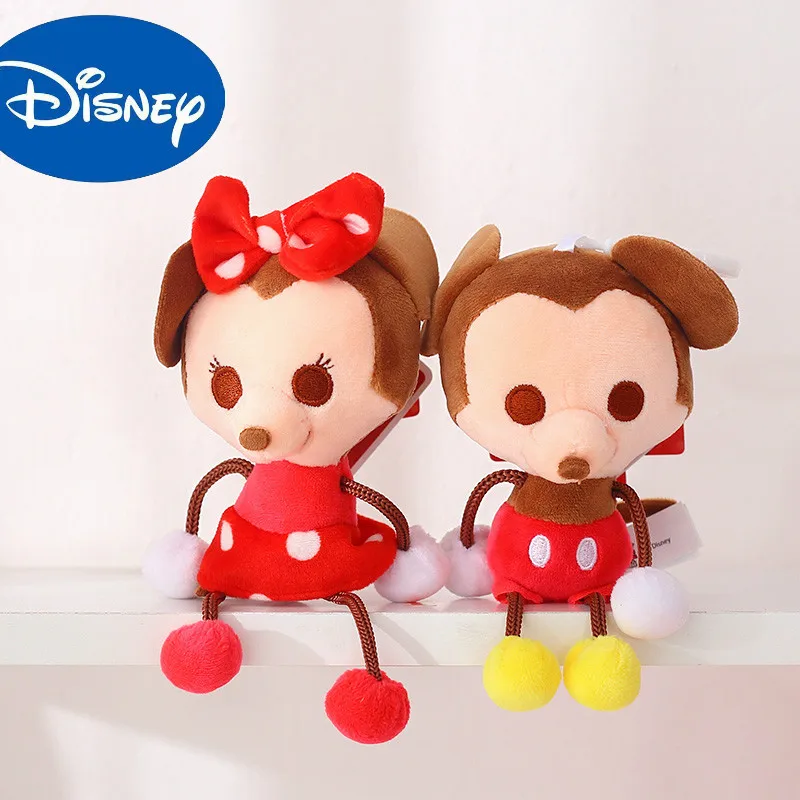 

Disney Mickey Minnie 10CM Stuffed Animals Plush Dolls Toys With Keychain Pendant Cute Anime Cartoon Doll for Children G