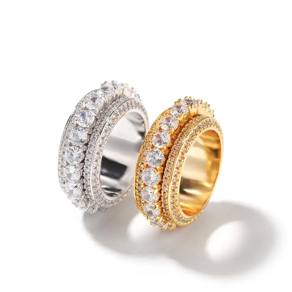 

Новое кольцо с позолоченным покрытием в стиле хип-хоп для женщин и мужчин, роскошные ювелирные изделия с фианитом ААА, аксессуары высокого к...