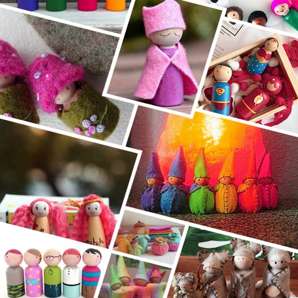 

16/20/37/60pcs Puppet Wooden Peg Dolls Family Five People DIY Crafts Unfinished Toy skids Painted Doodle Natural Color Ornaments