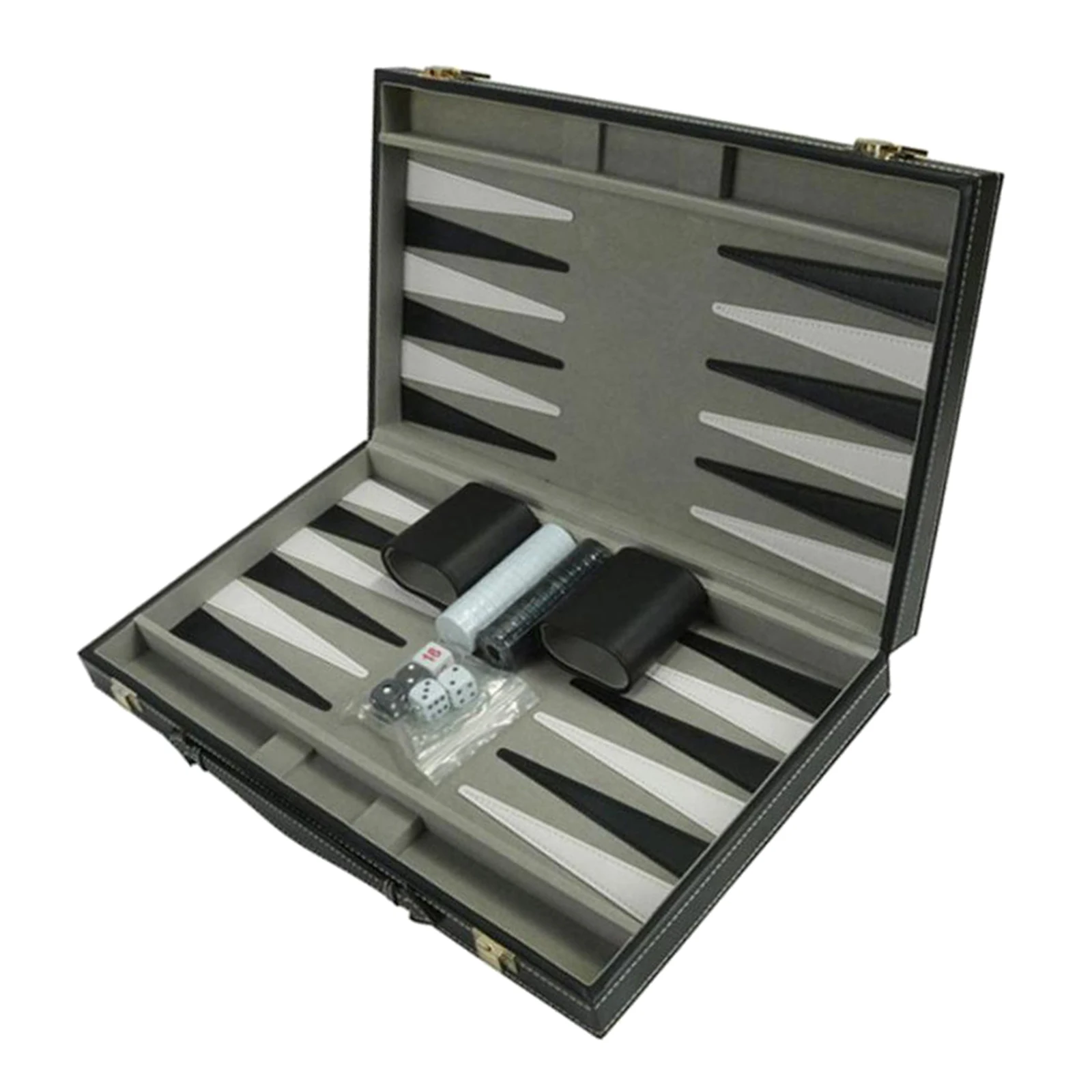 Foldable Chess Board Backgammon Set PU Leather Case Portable with Playing Pieces Nice Gifts | Games