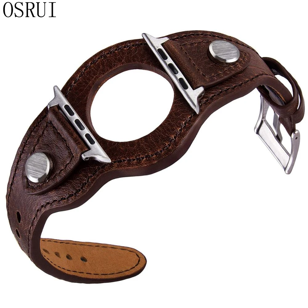 Cuff Bracelets Bands for Apple Watch 38mm 42mm 40mm 44mm 45mm 41mm Iwatch Series 7 6 5 4 3 2 Leather Jewelry Wristband Strap