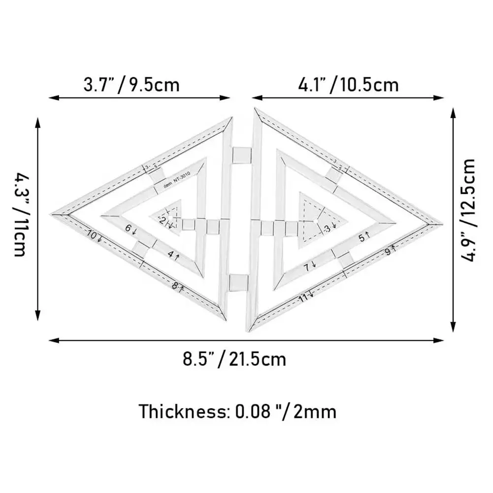 Акриловые Швейные линейка двойная круговая Треугольники моделирование