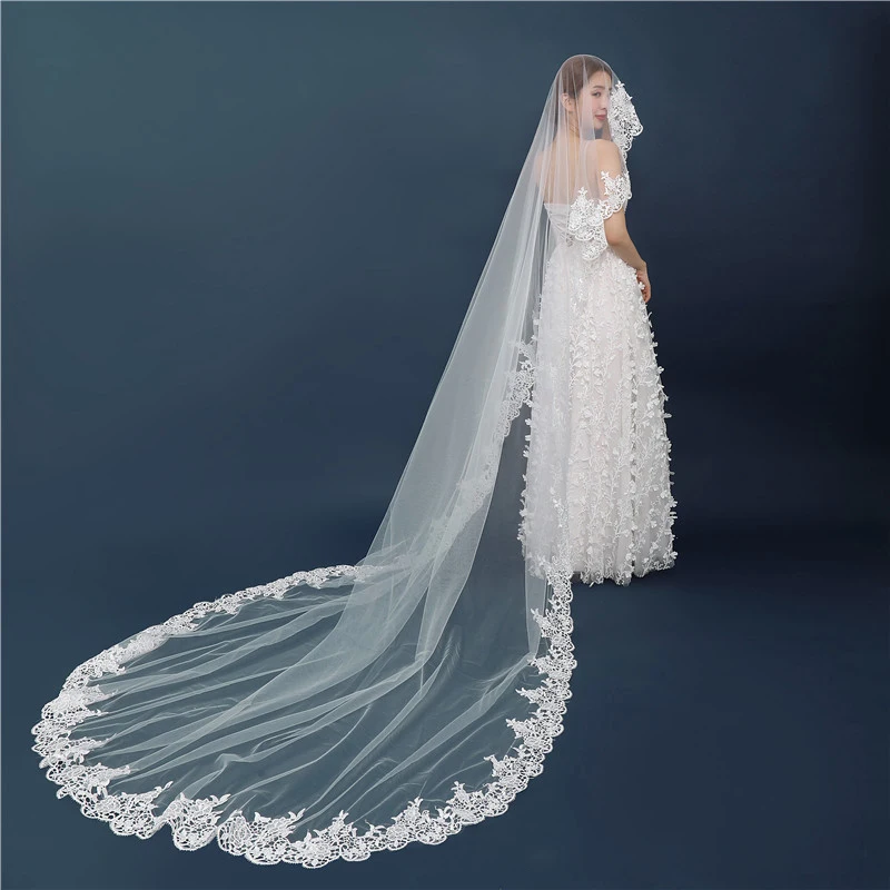 

Элегантная Кружевная аппликация, один слой, длина 3*1,5 м, без расчески, свадебные аксессуары