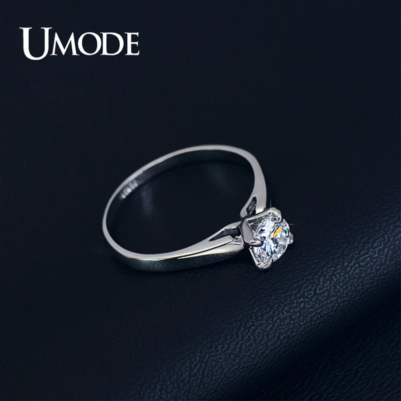 Женское Обручальное Кольцо UMODE белое золото ювелирное изделие с фианитом