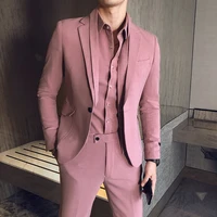 pink mans suits for wedding groom tuxedos best man wear business suits dinner suits prom evening dresses 2 piecesjacketpants
