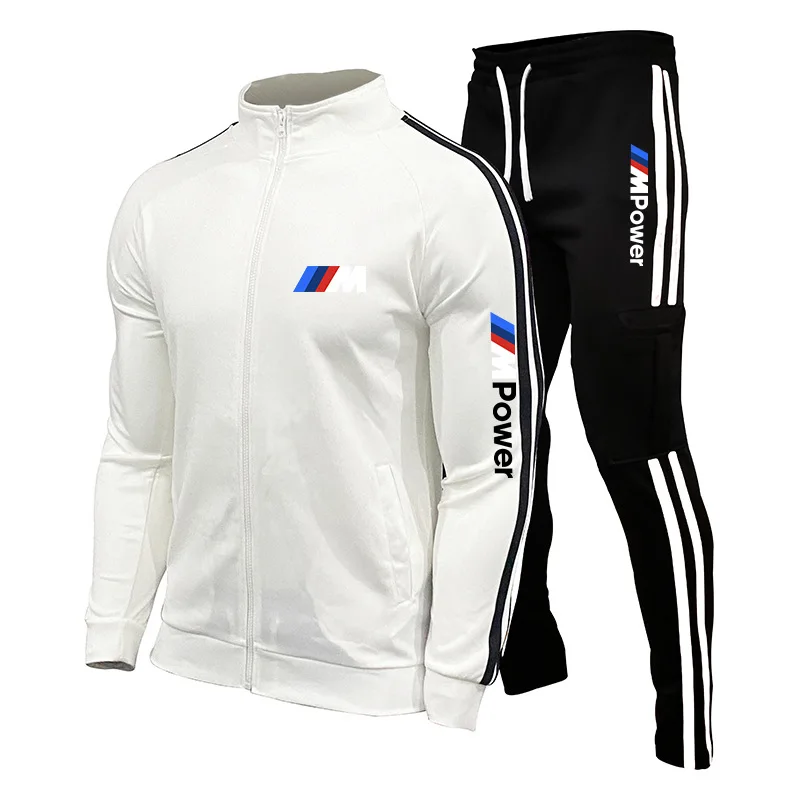 

New spring and autumn men's cardigan stand collar sports suit youth sportswear leisure slim fit running two-piece set