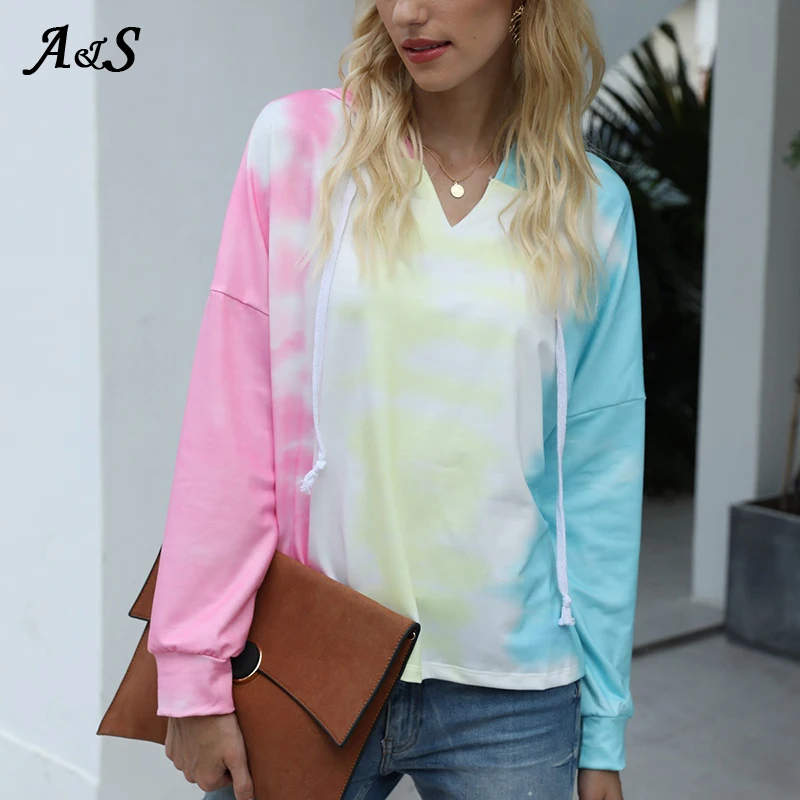 Женская толстовка на завязках Anbenser разноцветная Повседневная Толстовка с