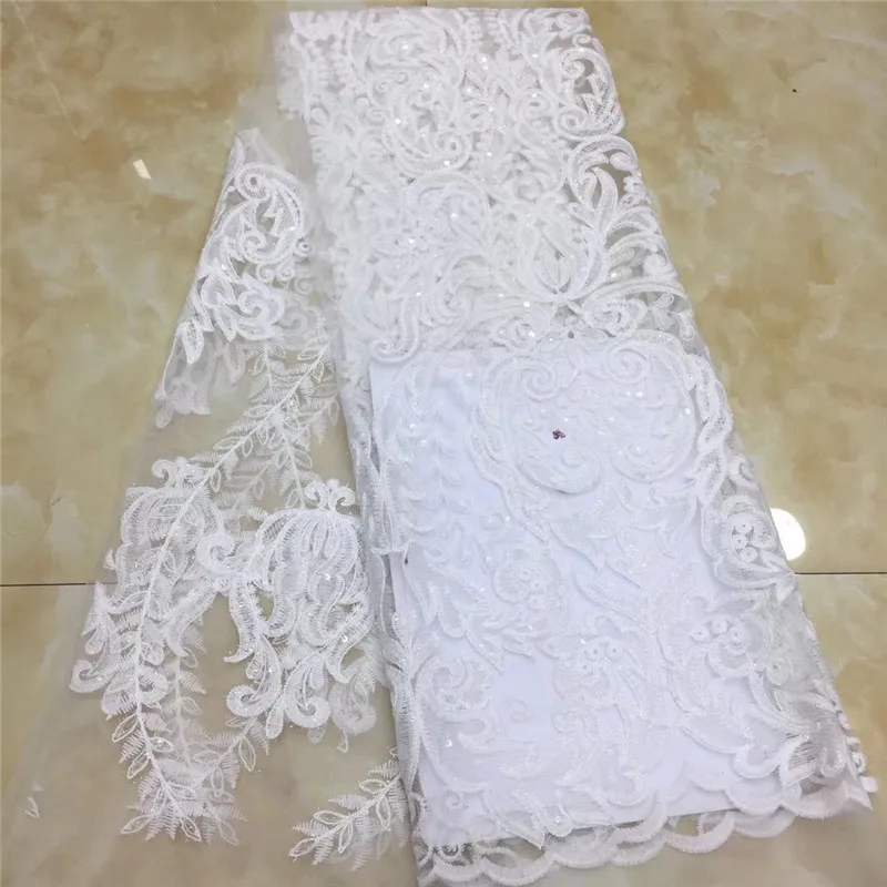 Новейшая нигерийская Тюлевая кружевная ткань 2020 Белая французская сетчатая с
