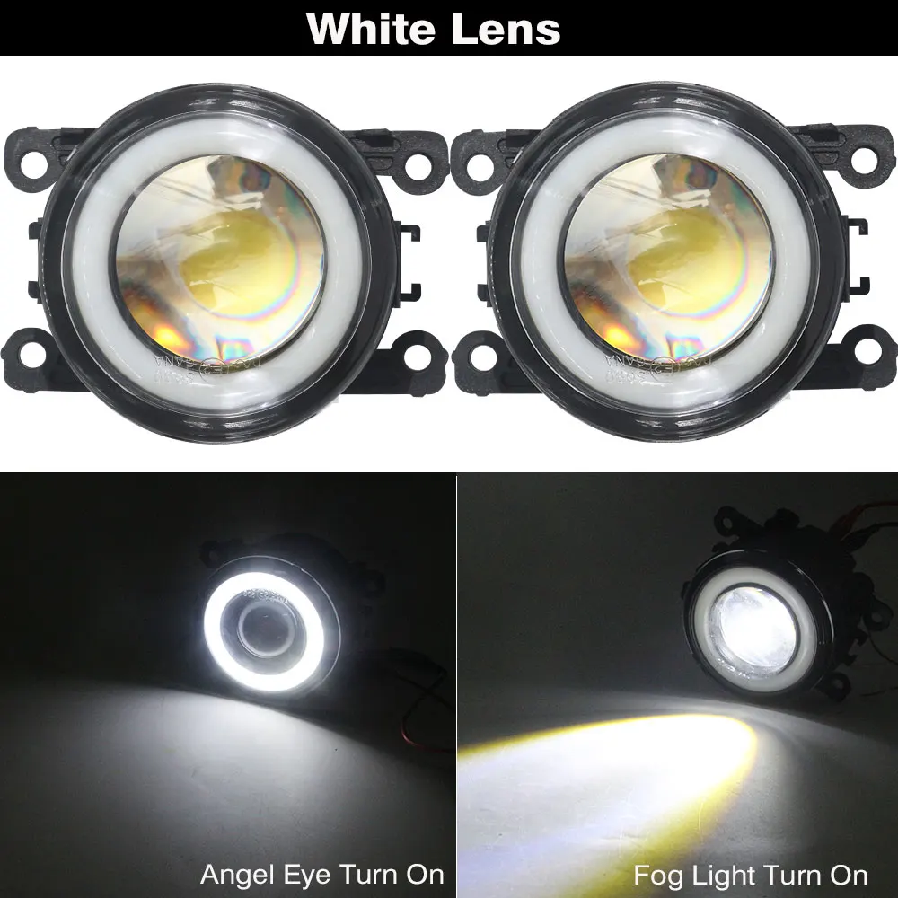 White Lens Cawanerl для peugeot 207 2006-2012 автомобиля H11 30 Вт Светодиодный туман светильник COB глаза ангела дневного светильник DRL 3000LM 12V 2 шт - Цвет: White Lens