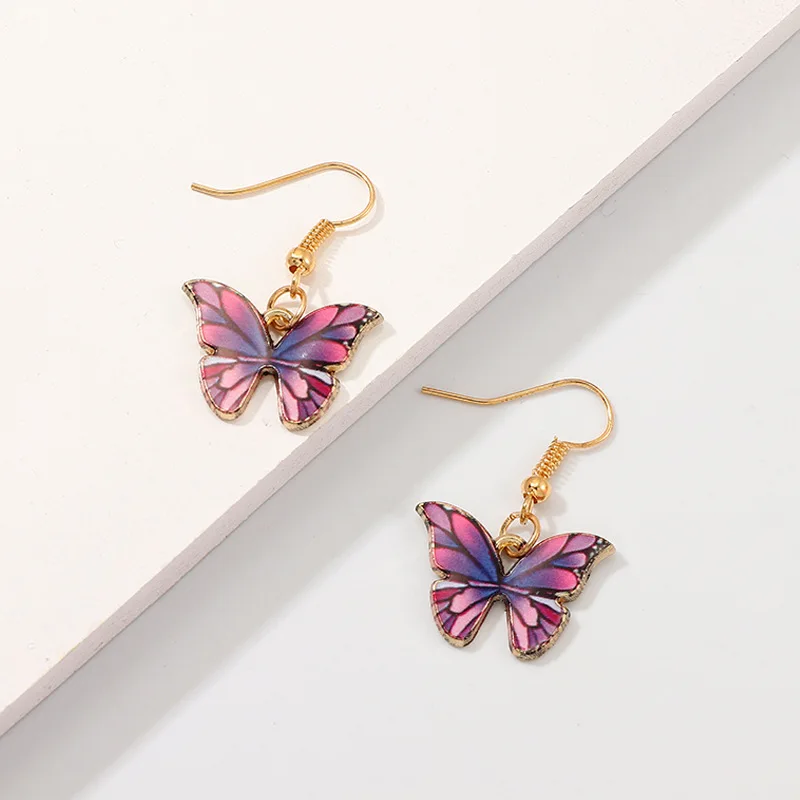 Женские красочные серьги подвески с эмуляцией бабочки из сплава изящным