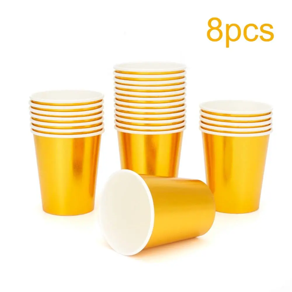 Тарелки для стемпинга одноразовые золотые стаканчики бумажные салфетки тарелки