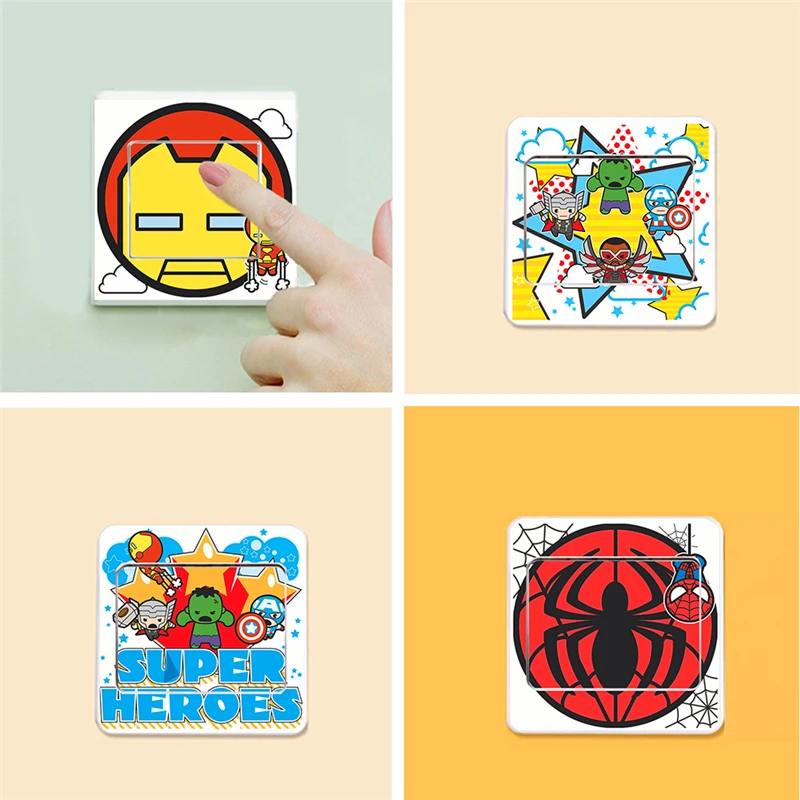 6 шт. наклейки с героями мультфильма Человек паук Мститель для детской комнаты