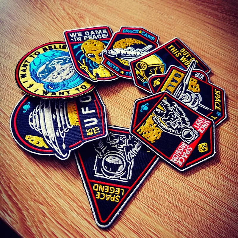 

Nicediy Star Patch USS Enterprise Punk Patches Iron On Clothing Embroidery UFO Patch Spacecraft Trek For Jacket Hippie Badge C