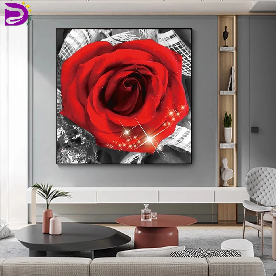 

5D алмазная живопись, полная выкладка, постеры романтизма, розы, цветы, алмазная вышивка, распродажа, украшение для дома, DIY мозаика, набор руч...