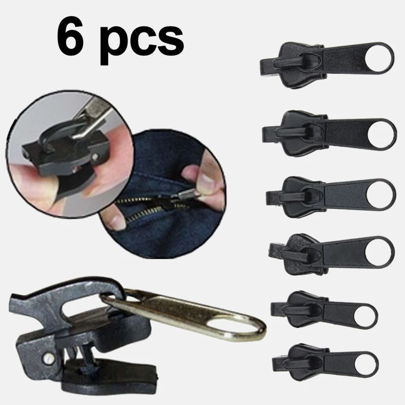 

6 Pcs / set Universal Zipper Repair Kit Replacement Zip Slider Teeth Rescue New Design Zippers For Sewing Accessories Tool