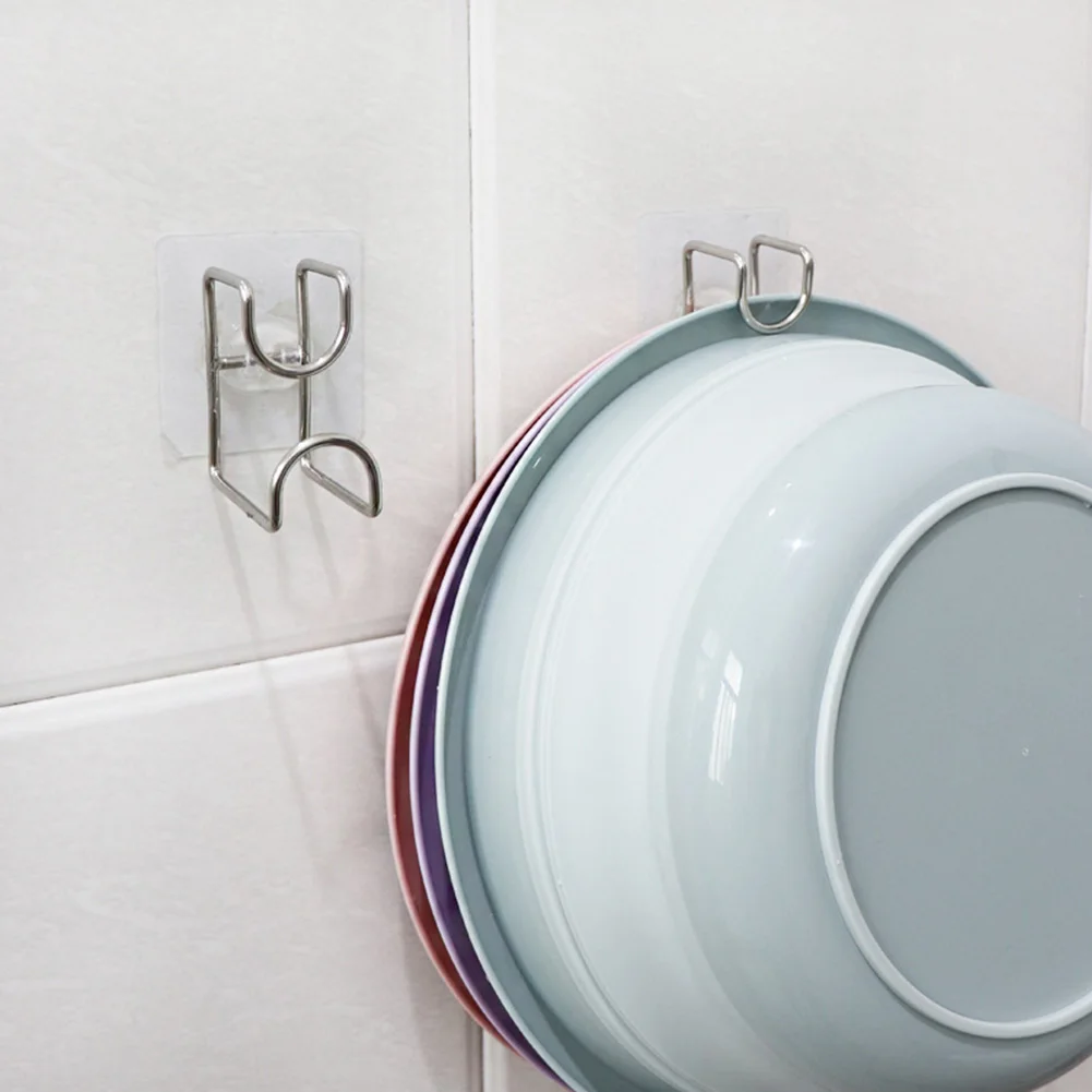 

1Pcs Punch-Free Sticky Bathroom Kitchen Traceless Washbasin Save Space Organizer Wall Mount Hook Holder Adhesive Storage Rack