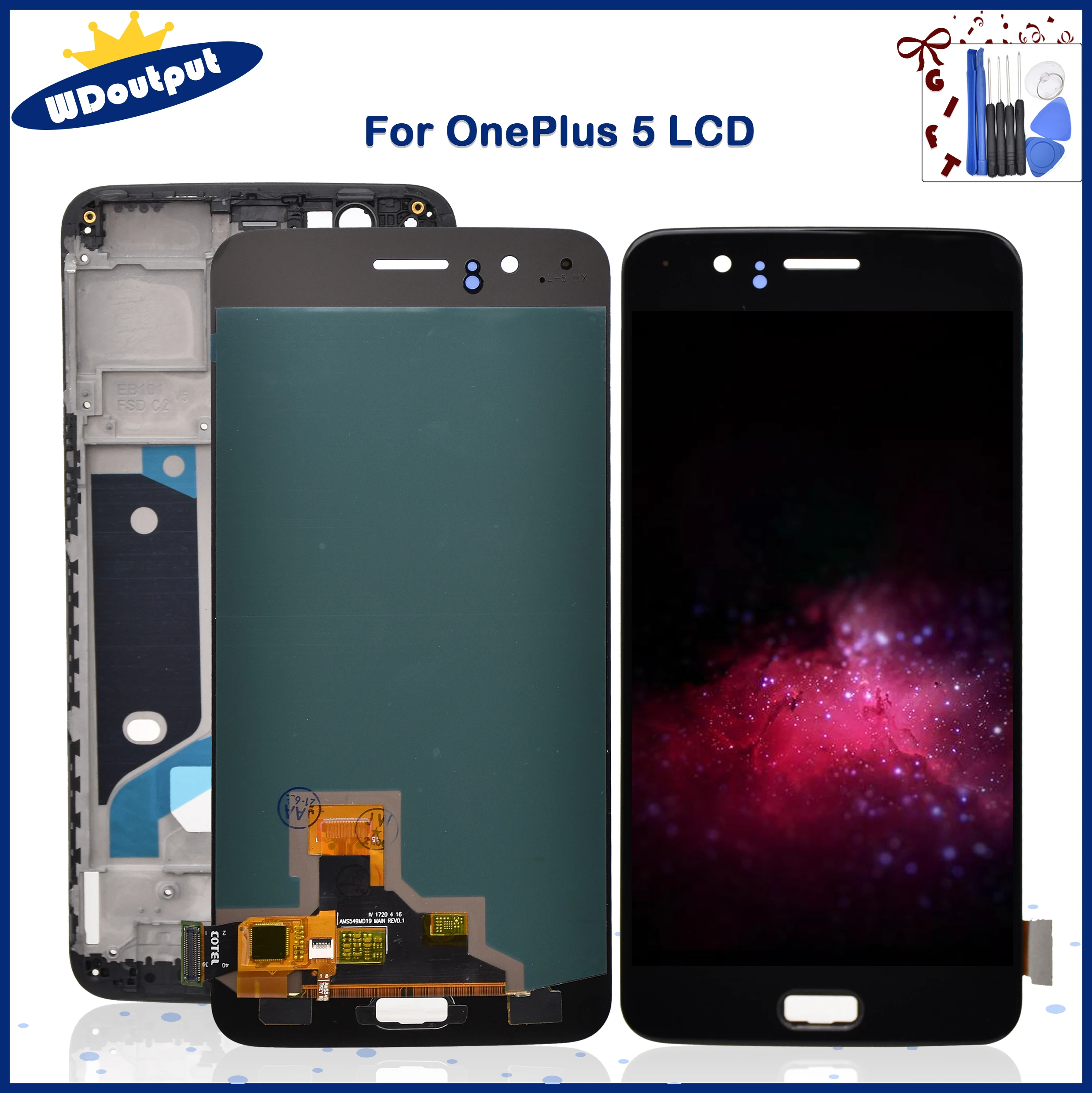 Pantalla Super AMOLED de 5,5 pulgadas para m&oacute;vil, digitalizador t&aacute;ctil con marco para Oneplus 5, A5000-0