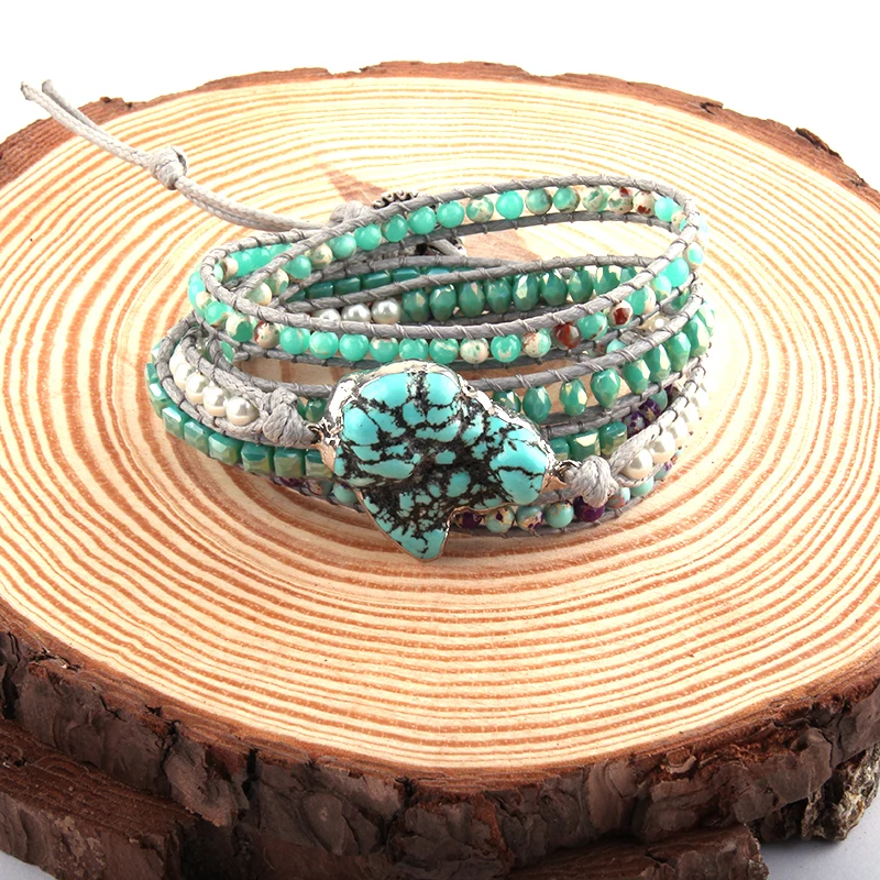 RH Fashion Women Armbander Beaded bracelet Handmade Mixed Crystal Stone Gray Thread 5 Strands Wrap Bracelets DropShippers | Украшения и