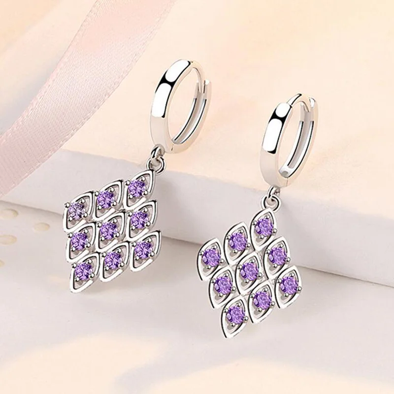 Женские серьги кольца из серебра 925 пробы с цирконом|Серьги-кольца| |