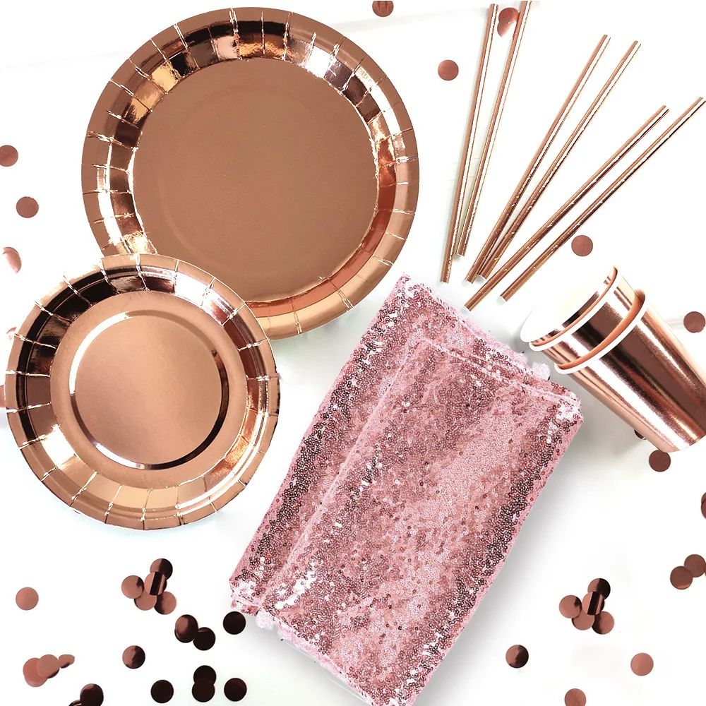 Amawill скатерть с пайетками из розового золота днем рождения баннеры для девичника