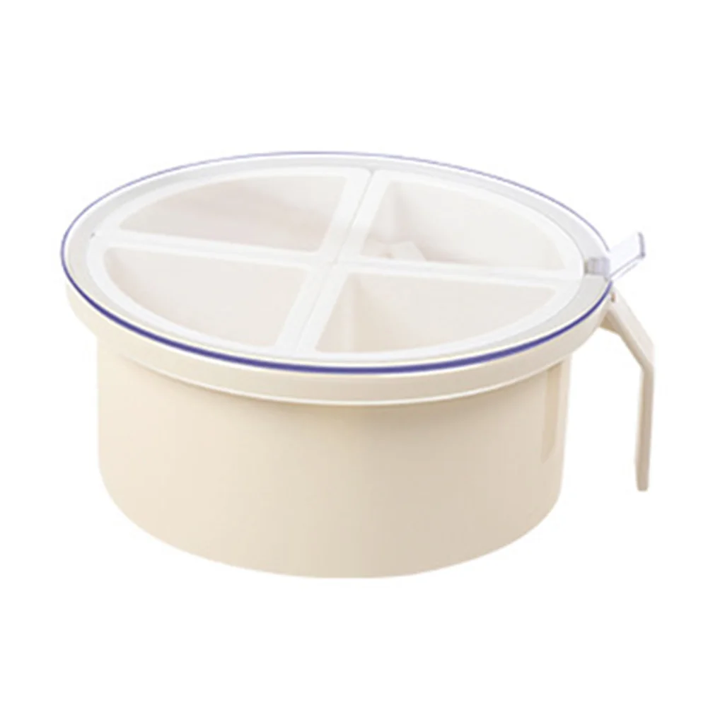 

Spices Storage Countertop With Spoon 4 Grids Restaurant Transparent Lid Condiment Organizer Pepper Seasoning Box Large Capacity