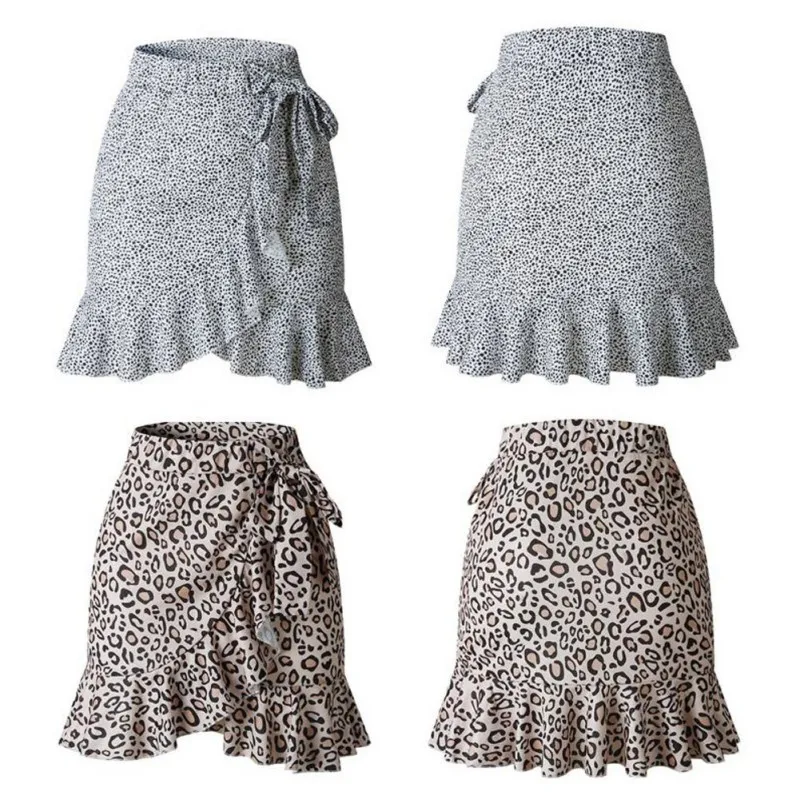 

Women's Polka Dot Printed Boho Skirt High Waist Irregular Ruffles Elegant Short Skirts