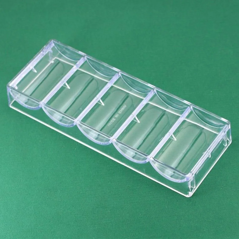 Poker Card Chip Storage Rack Box Transparent Acrylic Five Grids 100pcs Pack 20 Pieces Per Grid Toy Table Game|Покерные фишки | |