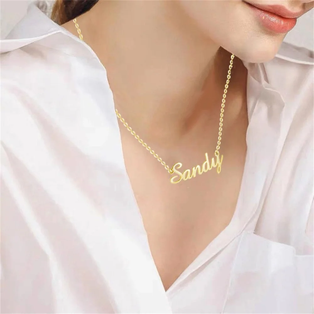 2021 индивидуальное ожерелье из нержавеющей стали с именем для женщин, персонализированный Золотой чокер с надписью, подвеска с табличкой, по...