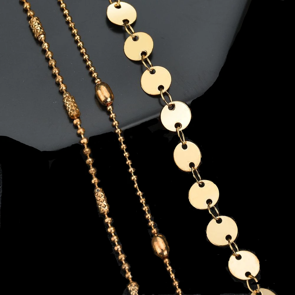 

2021 Fashion Gold Silver Color Round Sequin Anklet For Women Girls Gold Multi Layer Anklets Simple Foot Jewelry