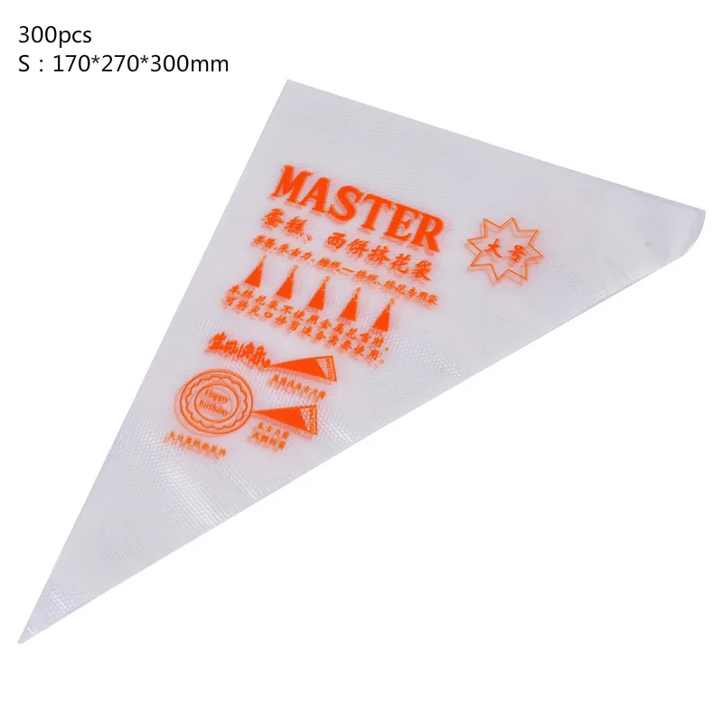 300pcs S 10/100/200/300 шт одноразовый мешок для теста насадки глазировки с изображением торта Декор кекса сумки крем торт Кондитерская насадка для выпечки Инструменты - Цвет: 300pcs S