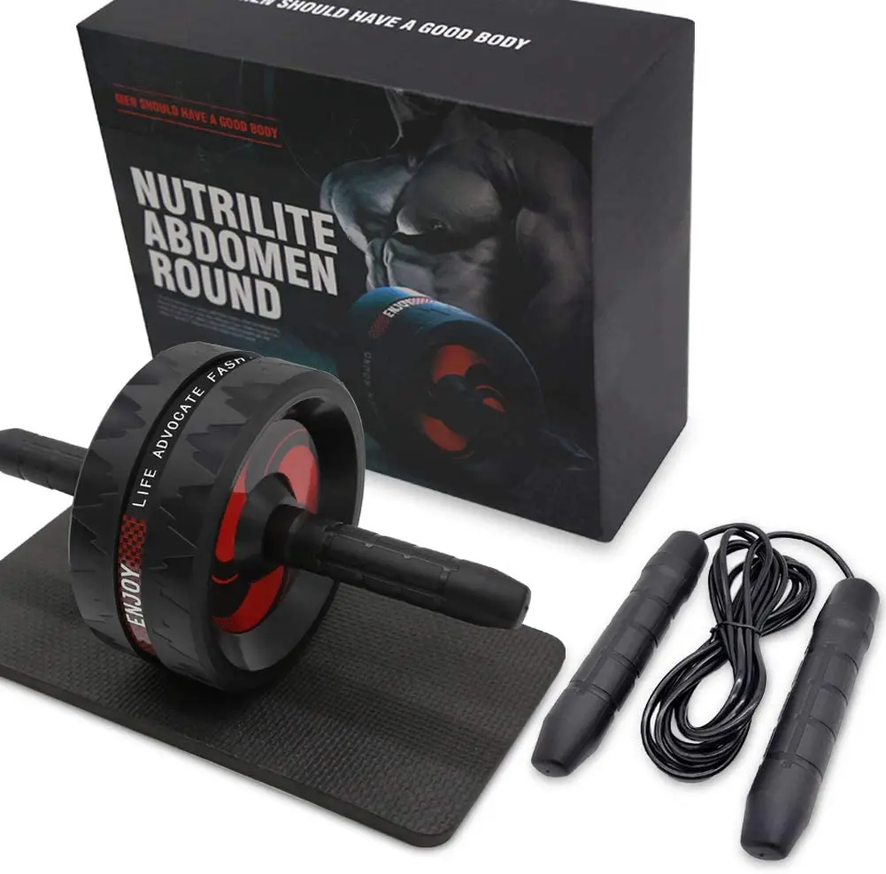 

4 Pcs/Set Ab Roller&Jump Rope No Noise Abdominal Wheel Ab Roller with Mat For Arm Waist Leg Exercise Gym Fitness Equipment