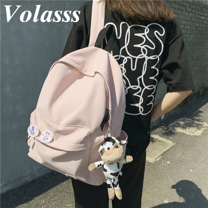 

Volasss Fashion Waterproof Student School Bags 2021 New Girls Nylon Backpack Femal Korean Style Large Capacity Travel Rucksack