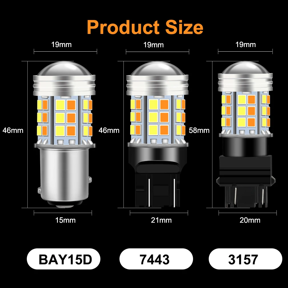 Двойной Цвет T20 светодиодный 7443 W21/5 Вт светодиодные лампы 1157 BAY15D P21/5 T25 3157 P27/7