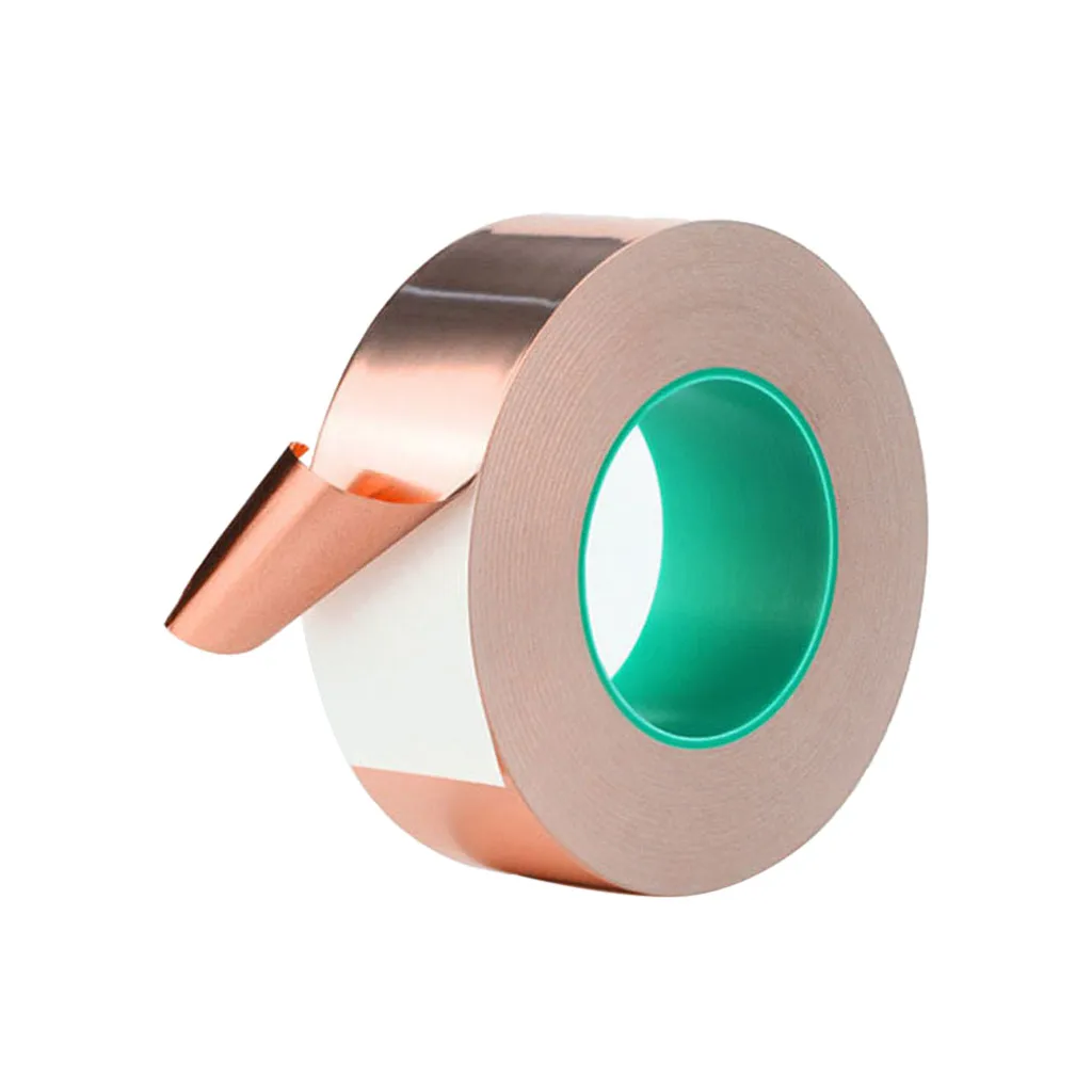 Проводящая медная лента фольга изоляционная клейкая самоклеящаяся 30 метров X 50
