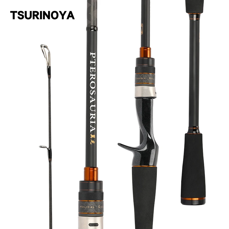 TSURINOYA Spinning Casting Fishing Rod FUJI Guide PTEROSAURIA 2.28m Long Pike Bass Carbon 2 Section Rods | Спорт и развлечения