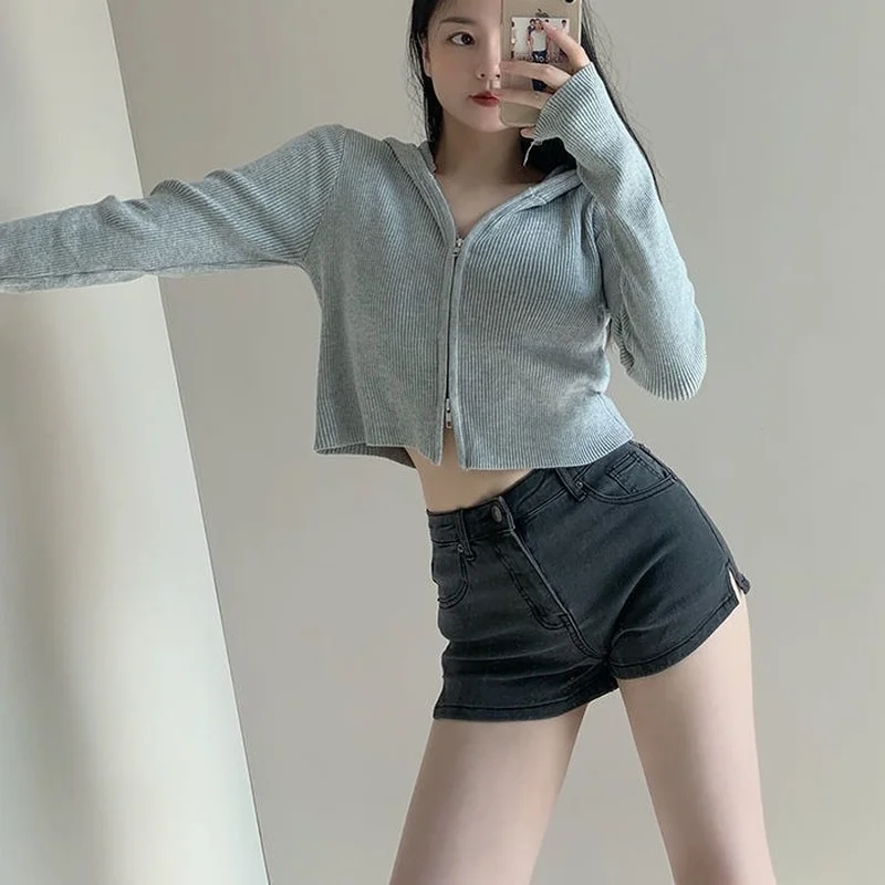 

Shorts Women Denim Washed Vintage Summer 3 Colors Skinny Sexy Korean Style All-match Leisure Female Streetwear Chic Simple Basic