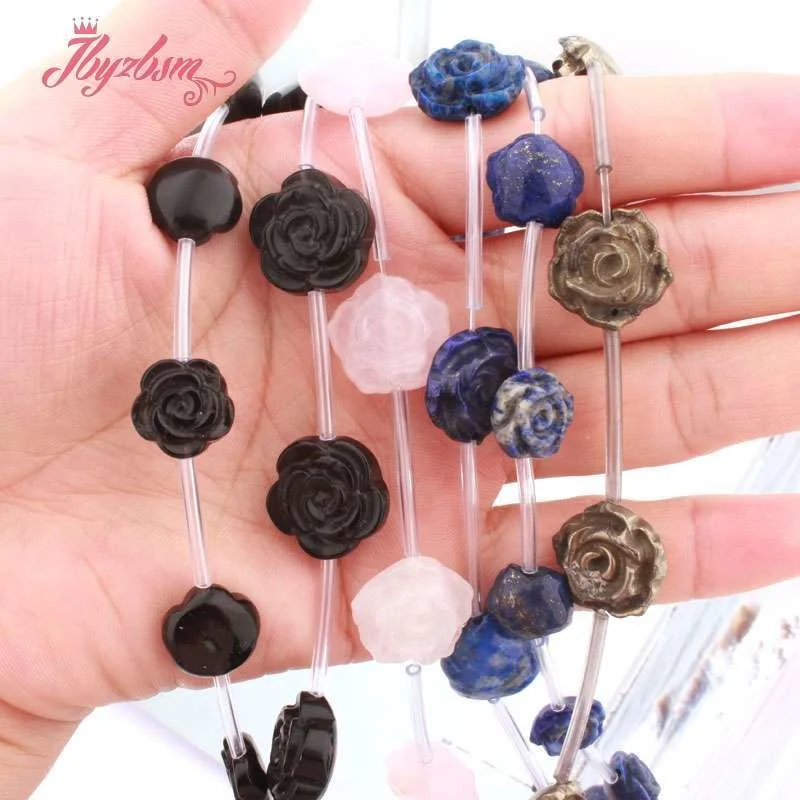 

Flower Beads Pyrite Amazonite Lapis Agates Flower Stone for Men Women DIY Accessories Necklace Bracelets Rings Jewelry Making