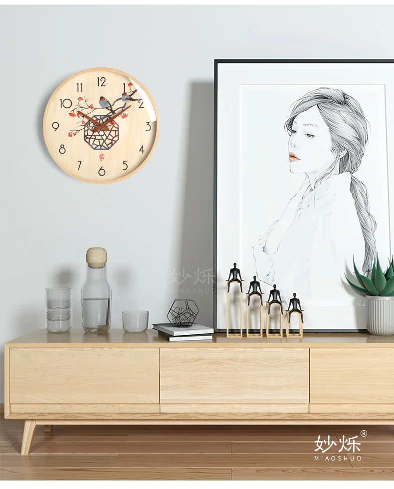 Бесшумные настенные часы из античного дерева современные кухонные Ретро-часы в