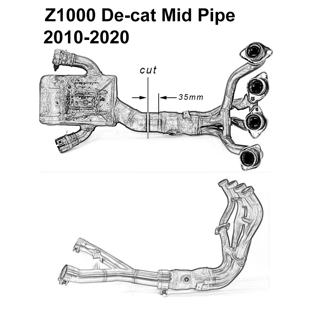

Motorcycle exhaust pipe, stainless steel pipe, race eliminator decat, kawasaki z1000, 2011, 2012, 2013, 2014, 2015, 2016