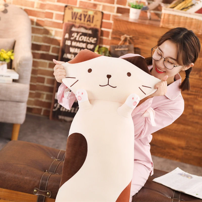 

70cm kawaii Cat Long Pillow Plush Toys Cute Animal Cat Sleep Cushion Stuffed Dolls for Children Kids Birthday Gift