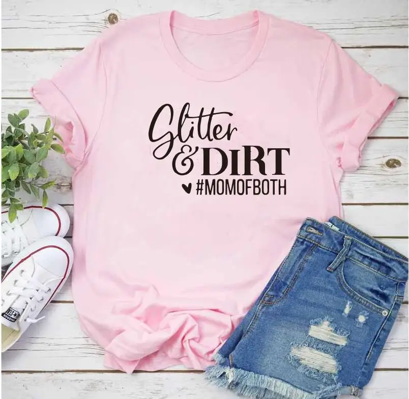Блестящая и грязная футболка для мамы и мамы Momlife, Женская Повседневная футболка Tumblr с коротким рукавом, женская футболка, большие размеры, Прямая