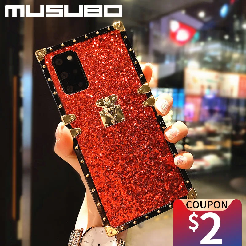 musubo luxury phone case for samsung galaxy s20 fe note 10 plus note 20 ultra a72 a52 a51 a32 a71 a70 glitter shine cover coque free global shipping