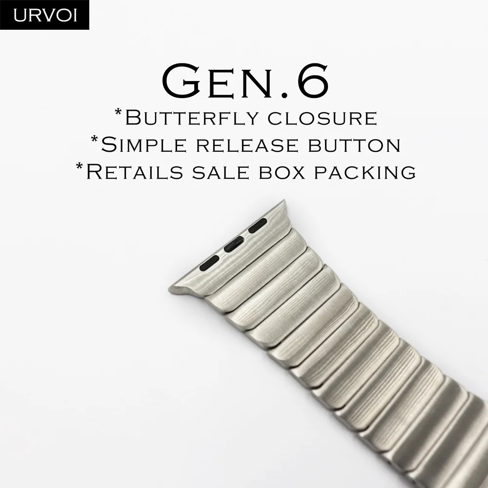 Silver Gen.6th URVOI ремешок для apple watch 4 5 3 2 1 соединяющий ремешок браслета для iWatch 42 44 мм высокого качества из нержавеющей стали регулируемый ремешок Gen.6th - Цвет ремешка: Silver Gen.6th