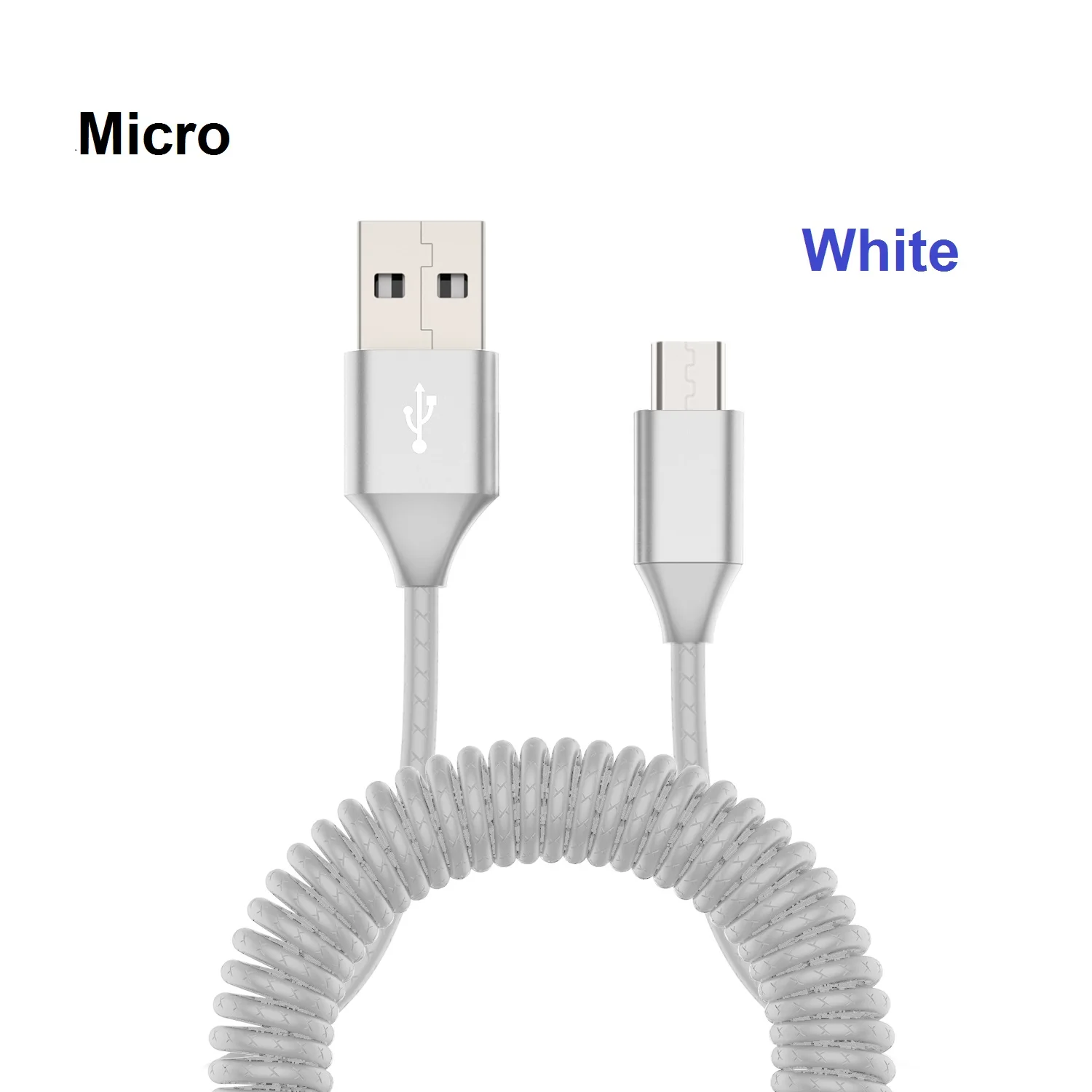 NOHON пружинный USB кабель для iPhone, samsung, Xiaomi, huawei, быстрое зарядное устройство для lightning, зарядный кабель для передачи данных, шнур зарядного устройства для Android - Цвет: Micro - White