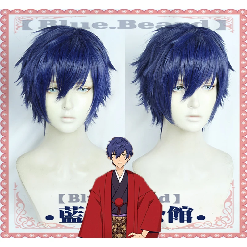 

Ensemble Stars Sazanami Jun Cosplay Blue Layered Fluffy Short Heat Resistant Synthetic Hair Halloween Carnival + Free Wig Cap