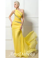 sexy engagement formal evening dress one shoulder sleeveless sweep brush train 30d chiffon with ruched crystals sequin 2021