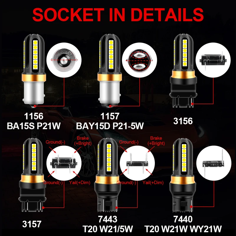 Автомобильные фары PSX24W T20 7443 w21 5w 7440 Led P21W P21 5W 1156 BA15S 1157 BAY15D H16 3157 H11 мотоциклетные