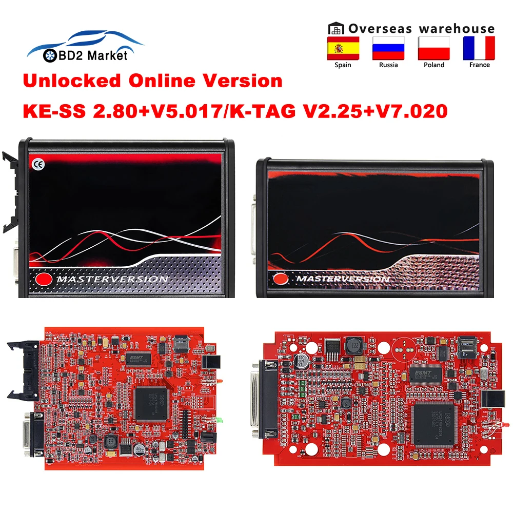 Автомобильный программатор KESS KTAG V5.017 онлайн 2 80 2020 Master чип V7.020 25 OBD OBD2 | Автомобили