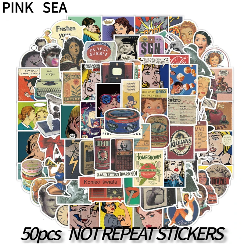 

10/30/50Pcs/set Pop Girl Retro Personality Waterproof Mixed Graffiti Stickers For Skateboard Guitar Laptop Phone Case Decal